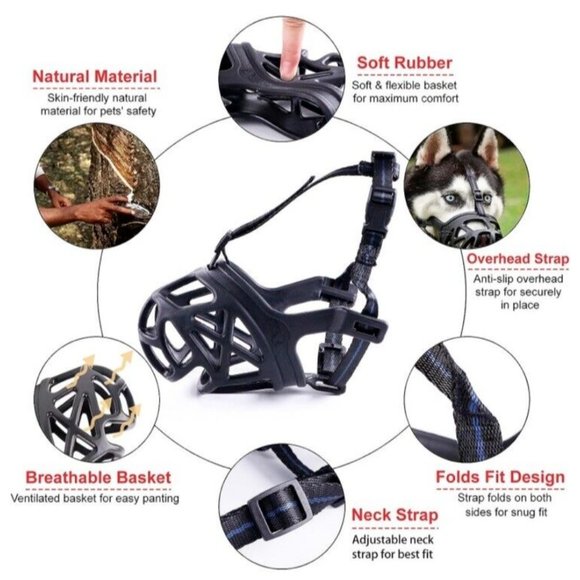 Dog Muzzle Basket Anti Barking And Chewing Dog Mouth Cover Breathable XL / 5 - Picture 4 of 14